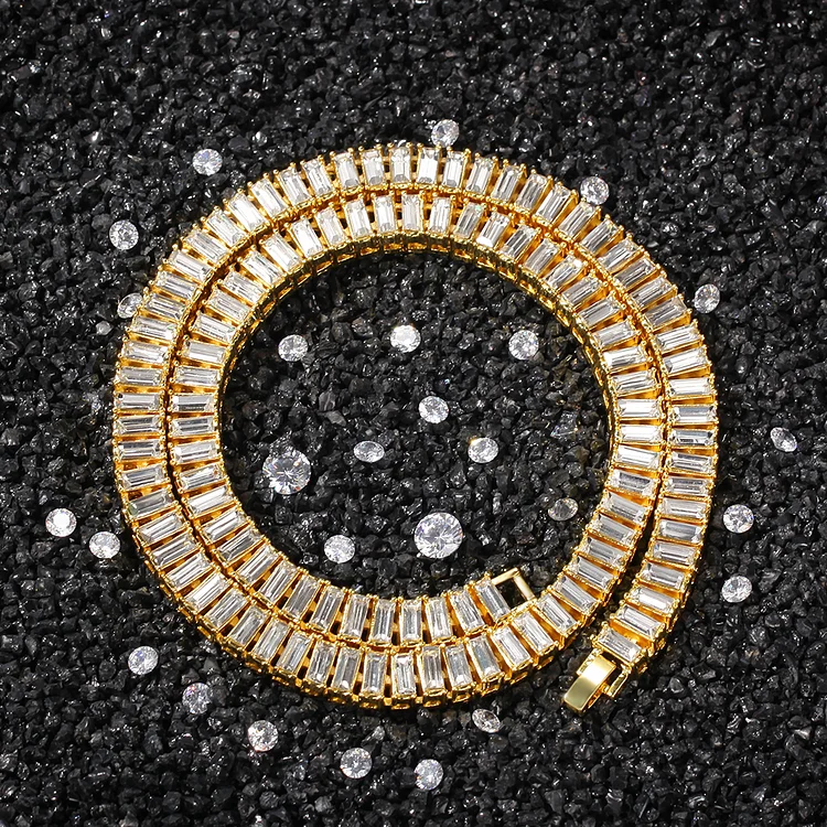 7MM Baguette Tennis Chain Iced Out Necklace