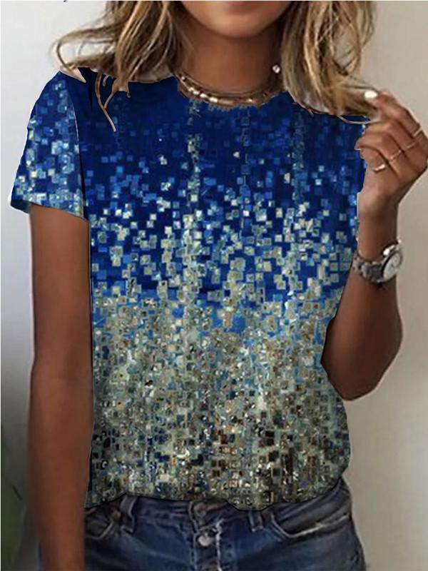 Women's Scoop Neck Short Sleeve Printed Tops