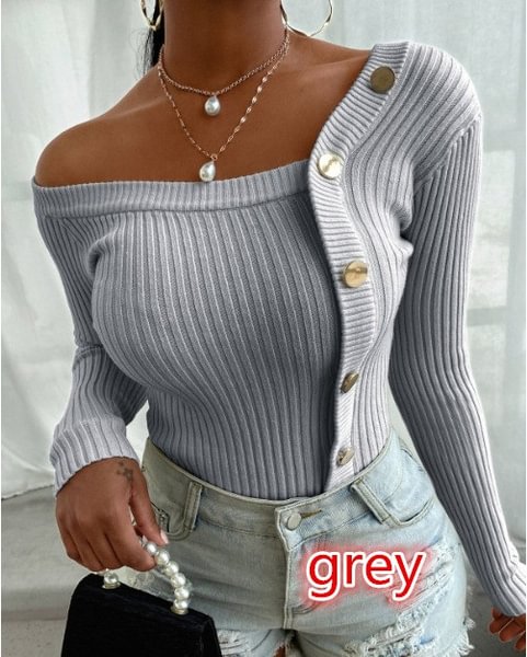 Autumn and Winter Women Fashion Long Sleeve Knit Top Casual Knitwear Plus Size Bottoming Sweater Blouse - Shop Trendy Women's Fashion | TeeYours
