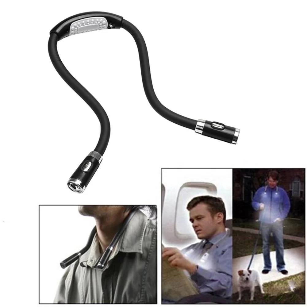 LED Flexible Handsfree Hug Neck Reading Book Light Torch Flashlight (Black)