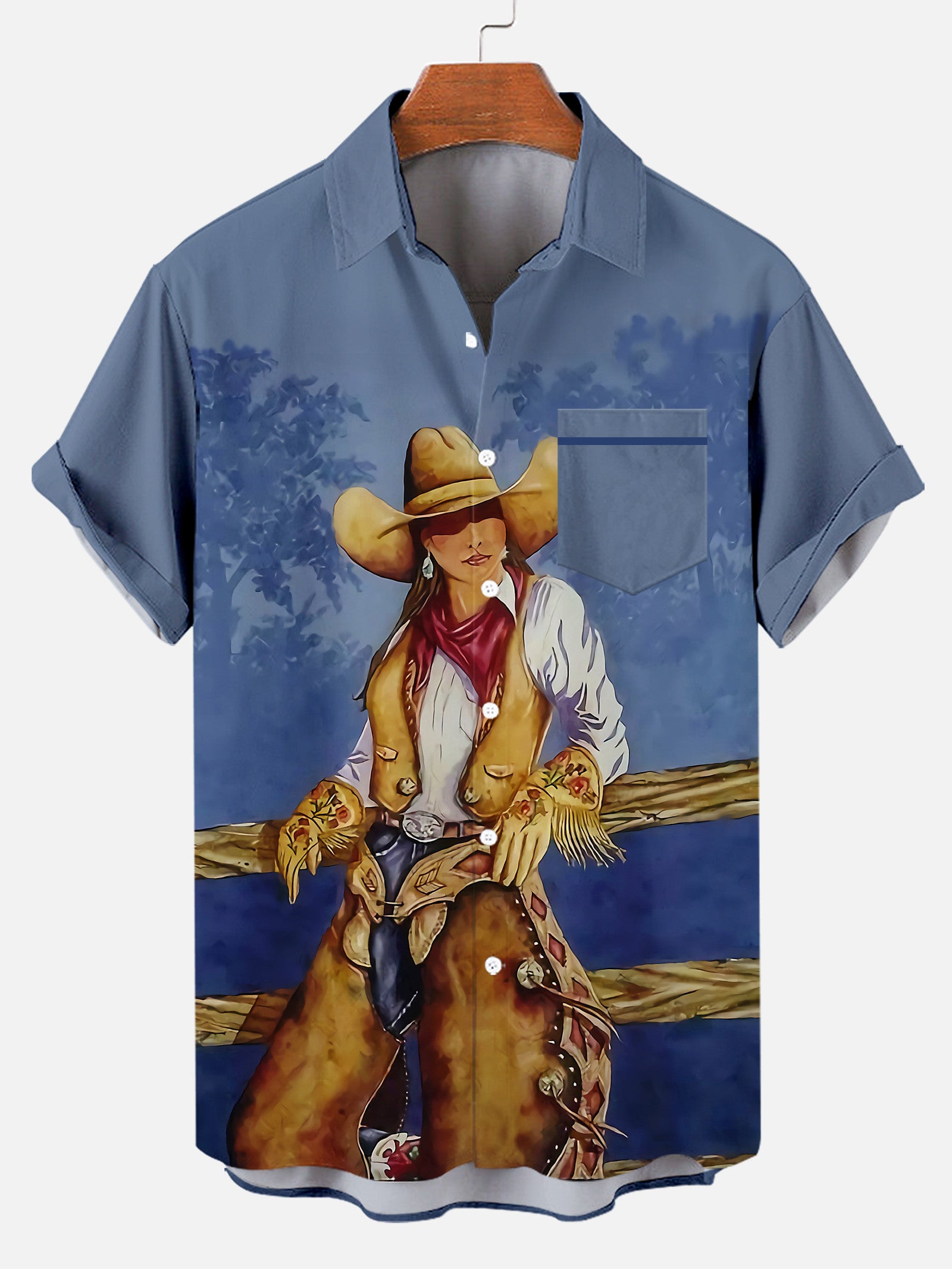 Men's Vintage Plus Size Cowboy Horsemanship Resort Hawaiian Shirt PLUSCLOTHESMAN