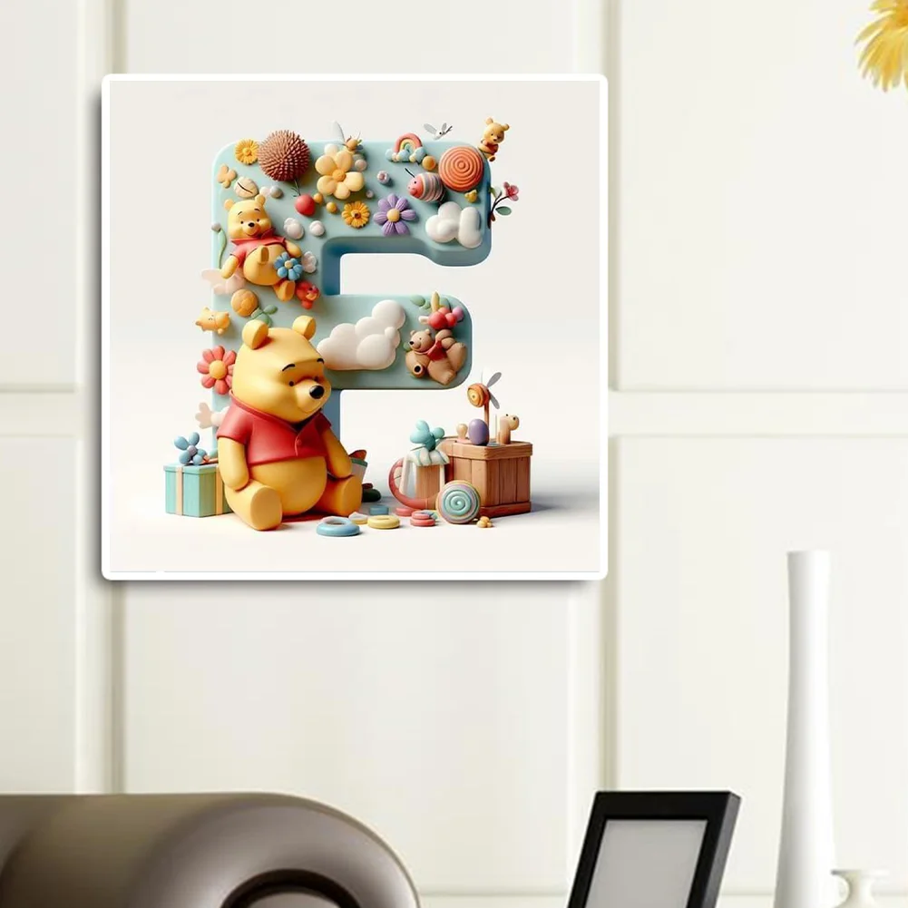 Full Round Diamond Painting 30*30cm - Winnie The Pooh'S 26 Letters F