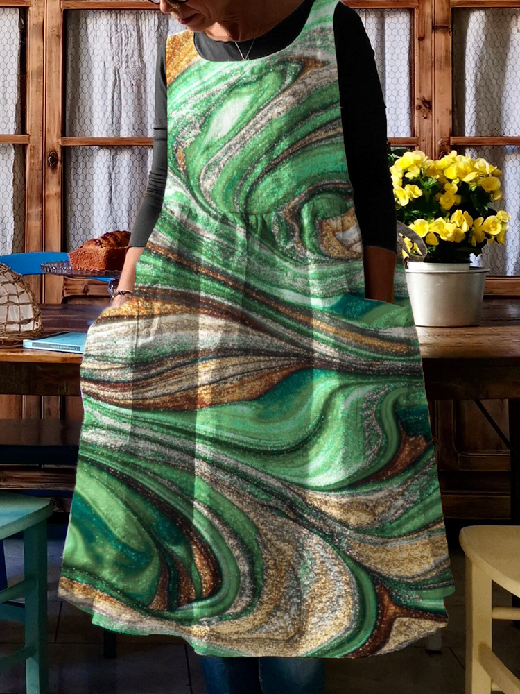 Waves Glitter Art Pleated Pinafore Midi Dress wearshes