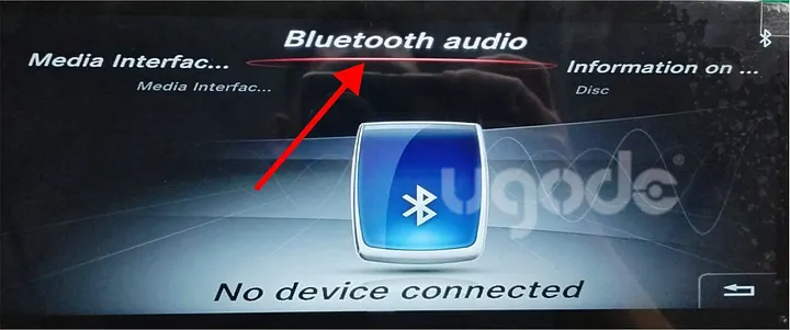 Mercedes NTG Bluetooth audio screen with no device connected