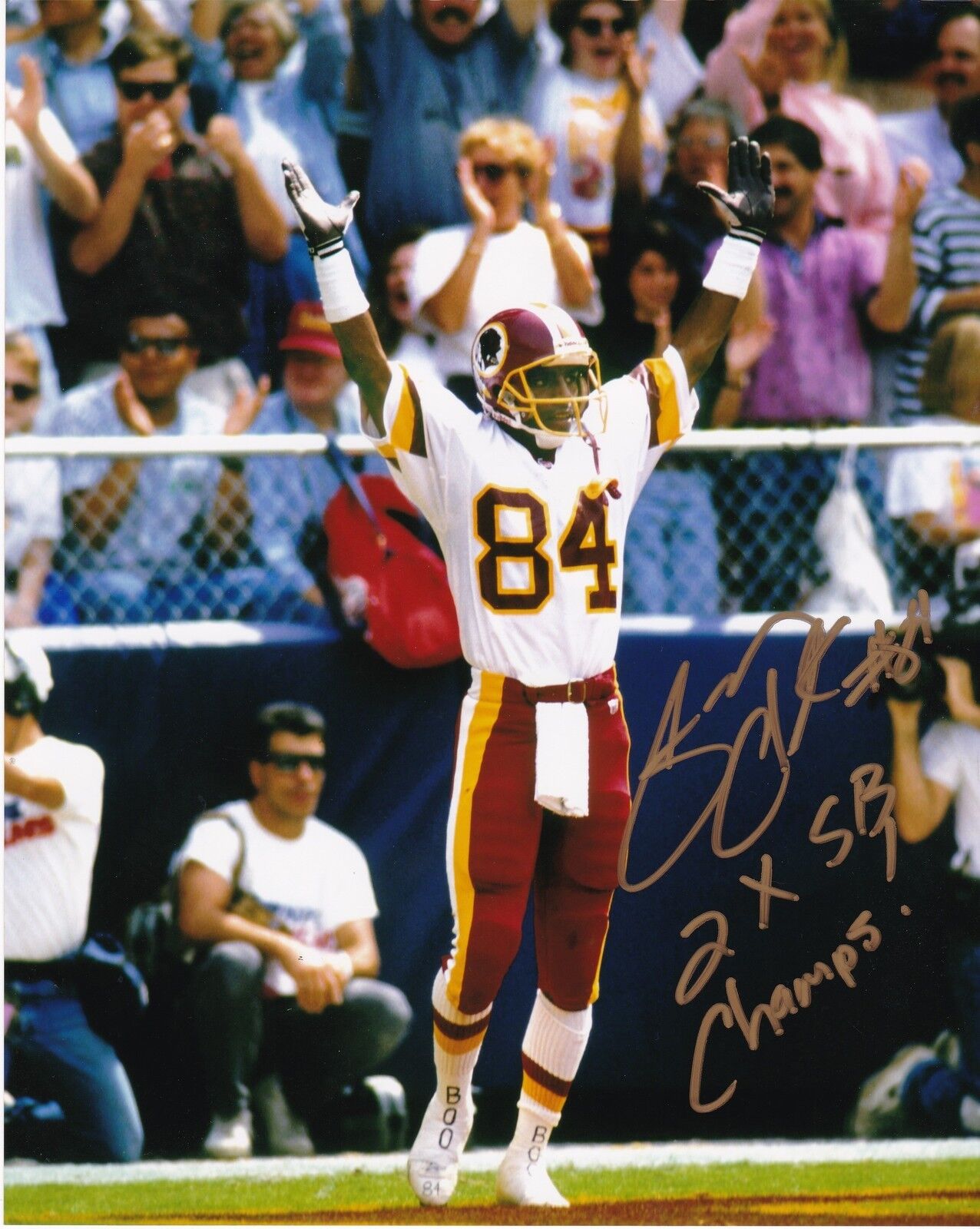 GARY CLARK WASHINGTON REDSKINS 2 X SB CHAMPS ACTION SIGNED 8x10