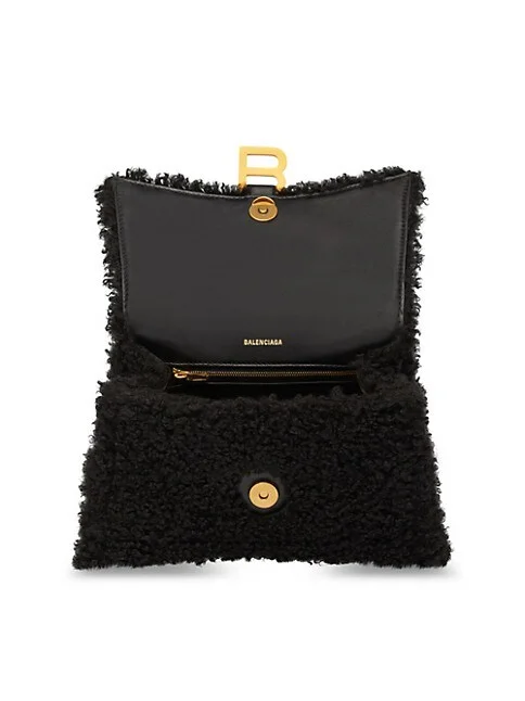 Balenciaga Furry Hourglass Small Handbag With Strap