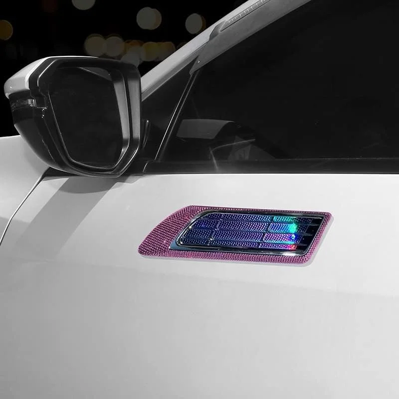 Universal Car Exterior Accessories -- Hood Scoop For Cars, Car Hood Vents With Cool Solar Warning Light, Car Vent Accessories. Cars, Pickup Trucks, SUVs, Exterior Automotive Accessories, A Pair. ( Col