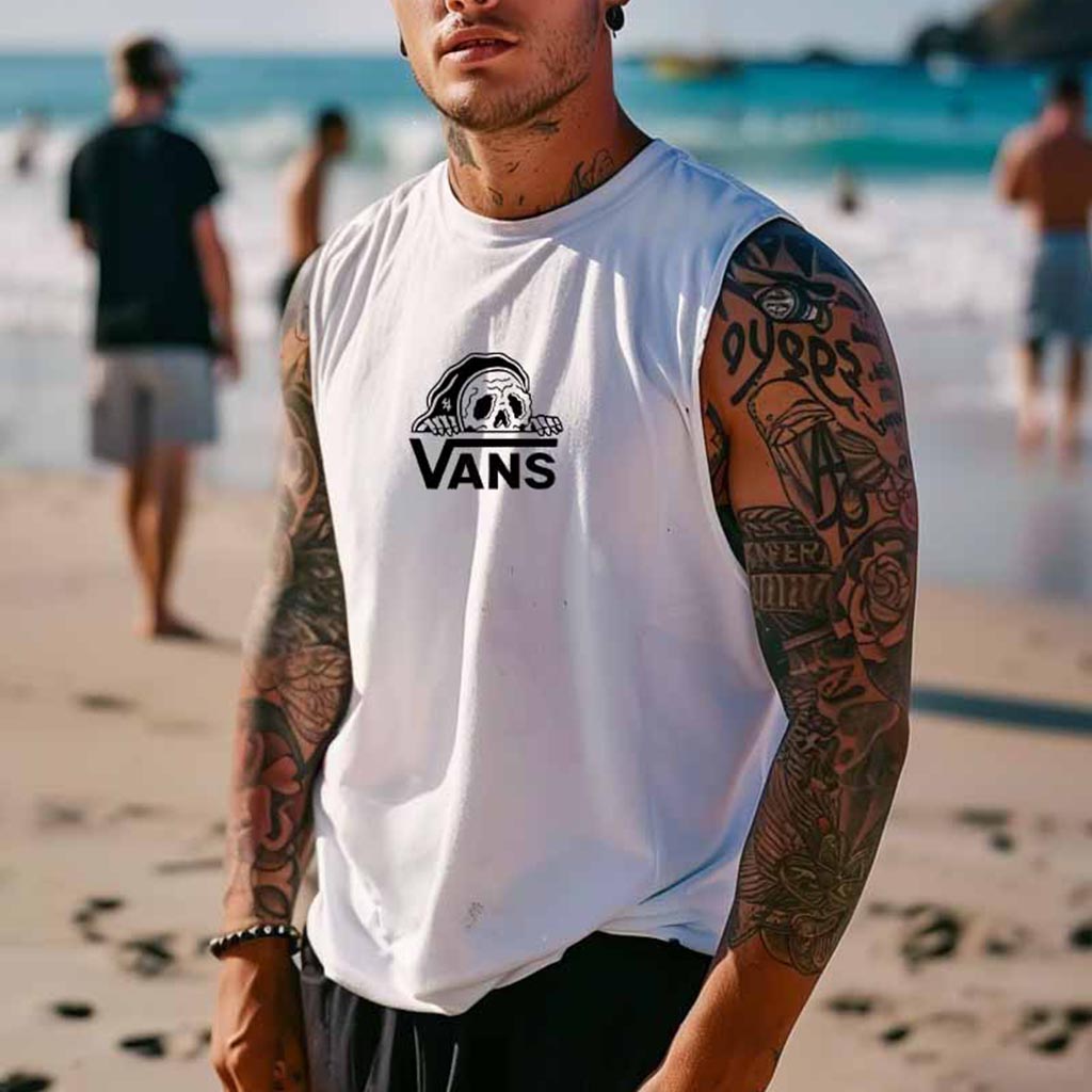 Men's Vintage Surfing Print Sleeveless Tank Top / TECHWEAR CLUB / Techwear