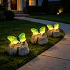 Solar Butterfly Garden Statue Waterproof Imitation Stone Landscape Light for Outdoor Yard Patio Decor for Women Mom Grandma