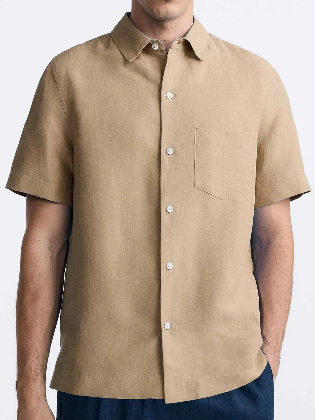 Men's Casual Fashion Comfortable Lapel Short Sleeve Pocket Shirt