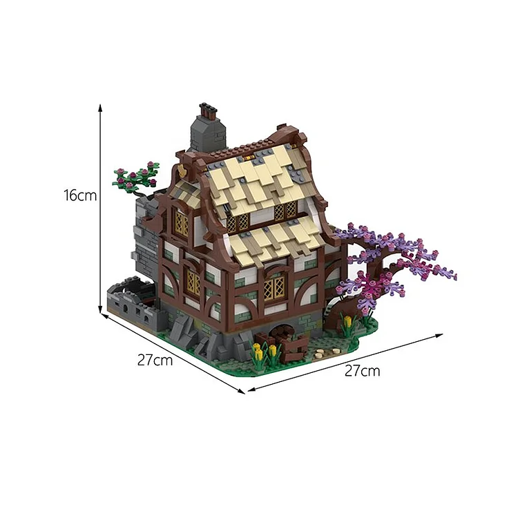 Medieval Farm and Tree House Watermill Hut Model 