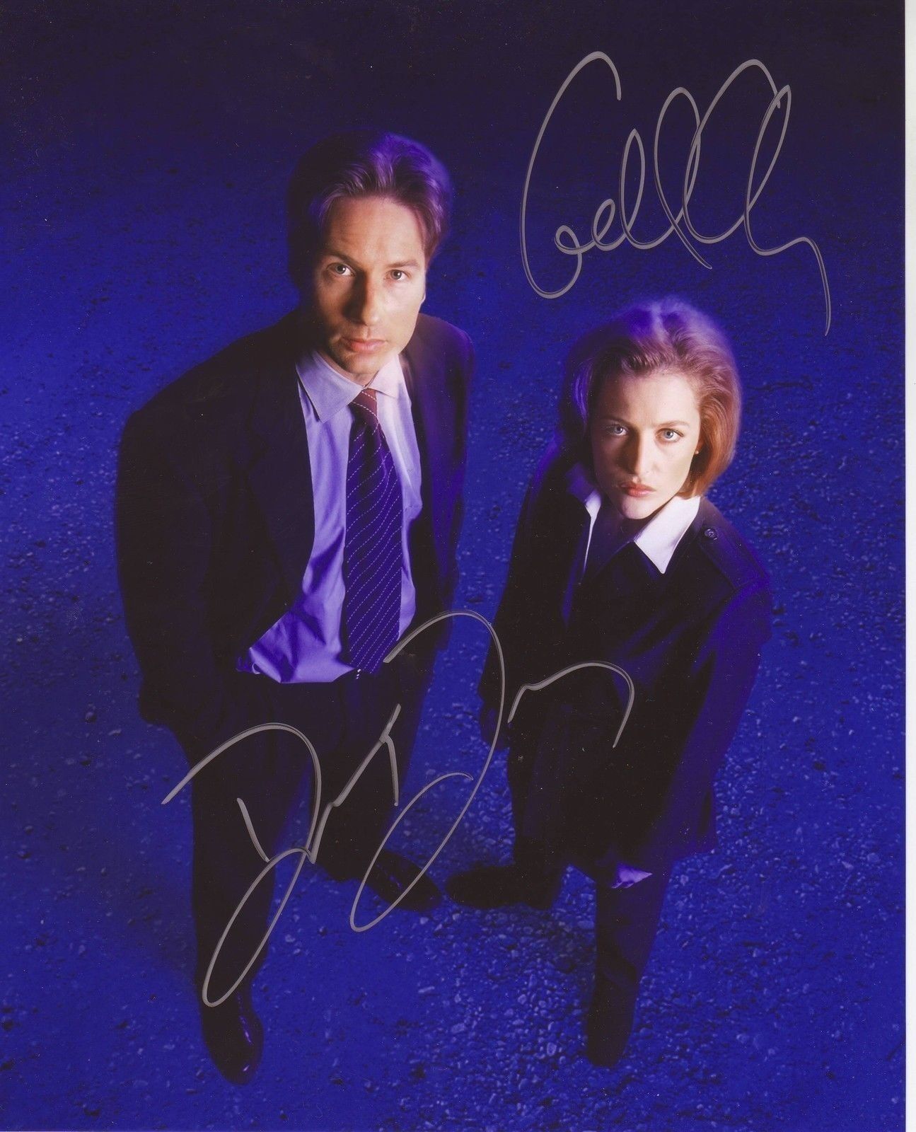 X-FILES - DAVID DUCHOVNY & GILLIAN ANDERSON AUTOGRAPH SIGNED PP Photo Poster painting POSTER