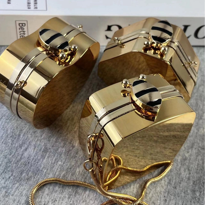 Apple Gold Apple Silver Square Gold Arylic Solid Color Round Evening Bags