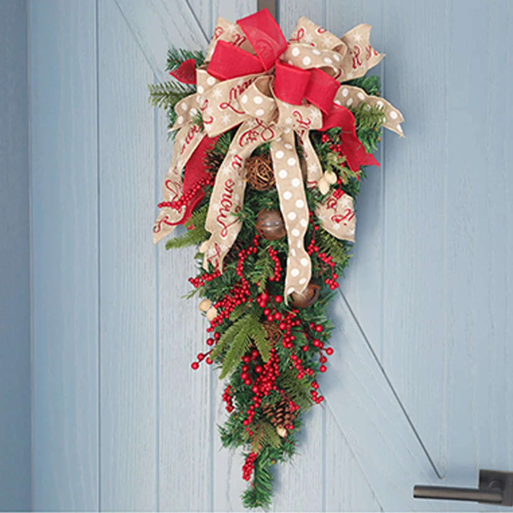 Christmas decorative simulation Red fruit grape bells Upside down tree garland