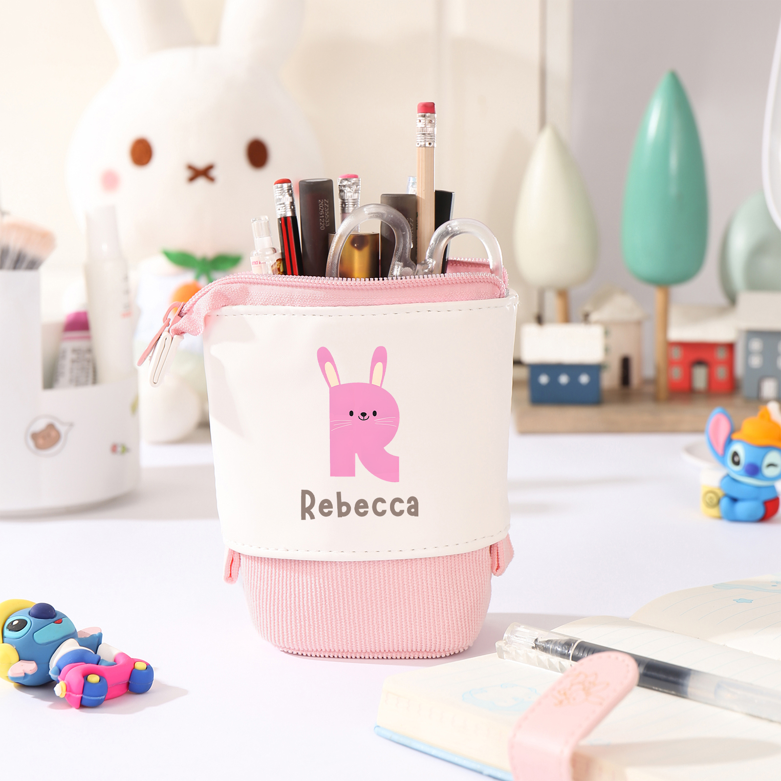 Personalised Pencil Case Custom Name & Letter Animals Pen Pouch Back To School Gift for Kids-Jessemade AU