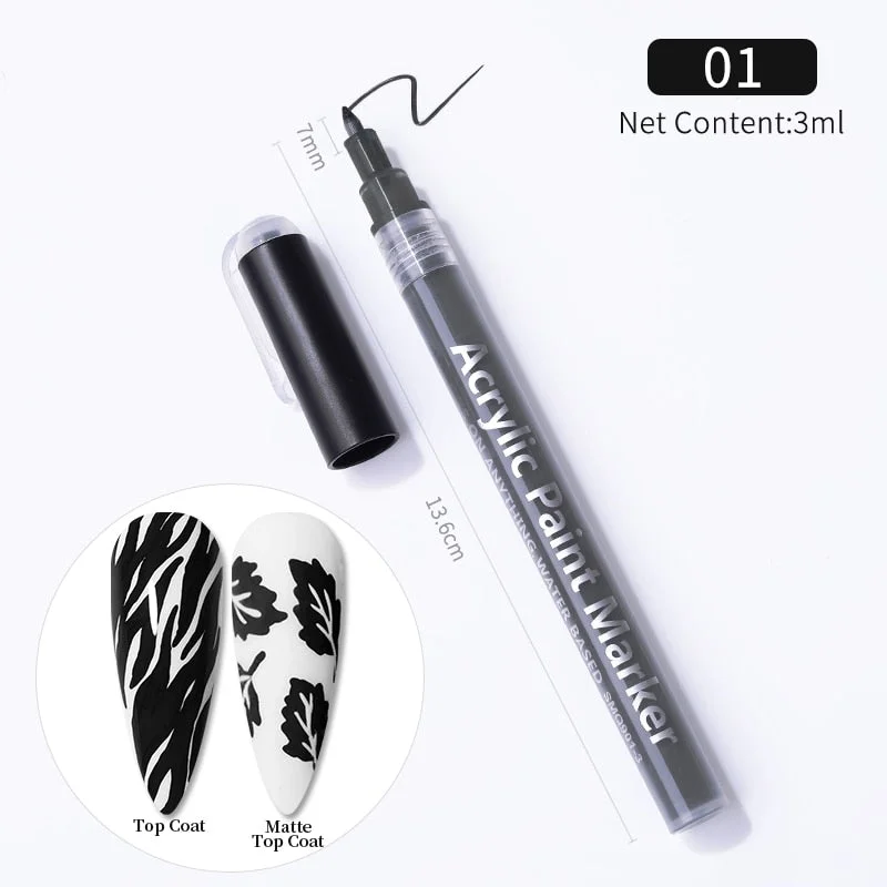 1 Pc Summer Neon Nail Art Drawing Pen Graffiti Nail Acrylic Pen Waterproof Painting Liner DIY 3D Abstract Lines Nail Art Tools-Nail Inspo