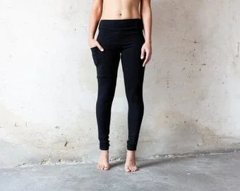 pornhint Pornhint YOGA LEGGINGS - Leggings with Pocket - plain black, deep black