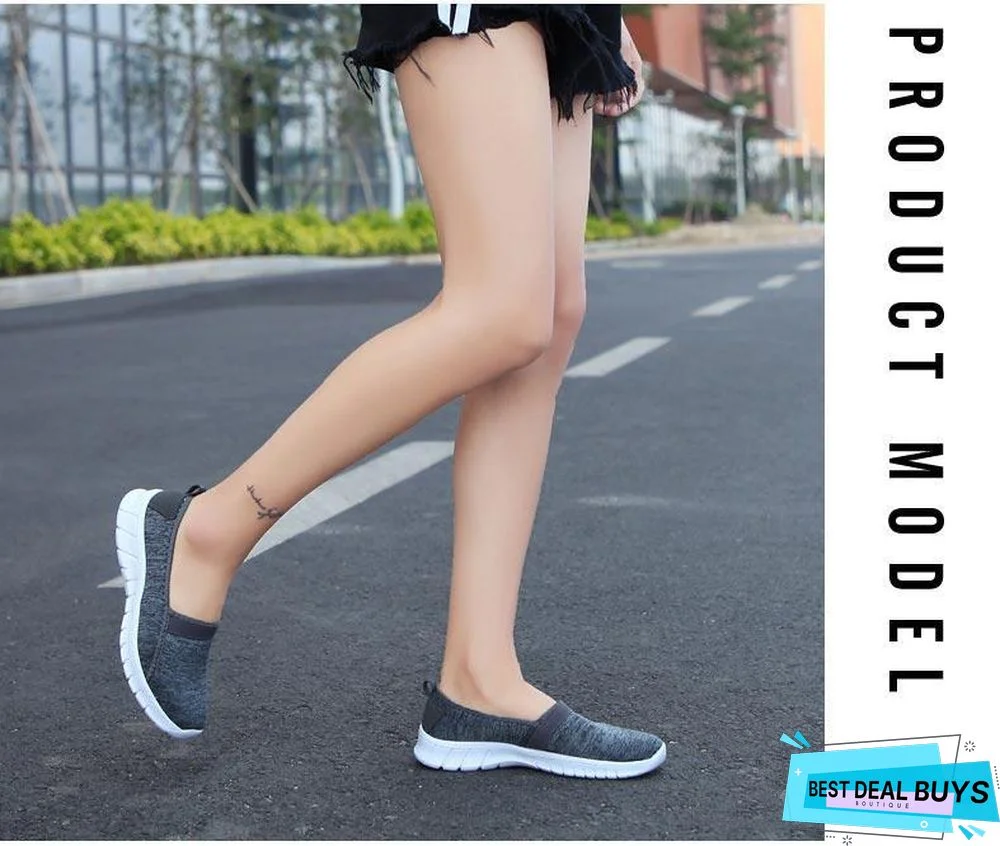 Women Slip On Loafers Plus Size Breathable Mesh Ballet Sneakers Flat Shoes