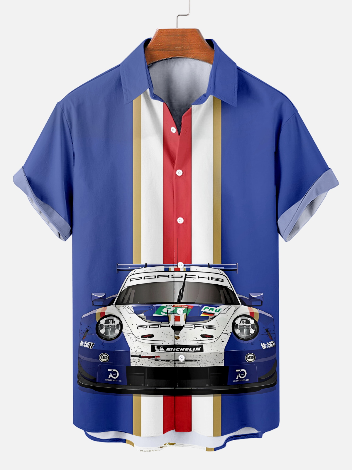 Stylish Men's Retro Car Racing Print Shirt PLUSCLOTHESMAN