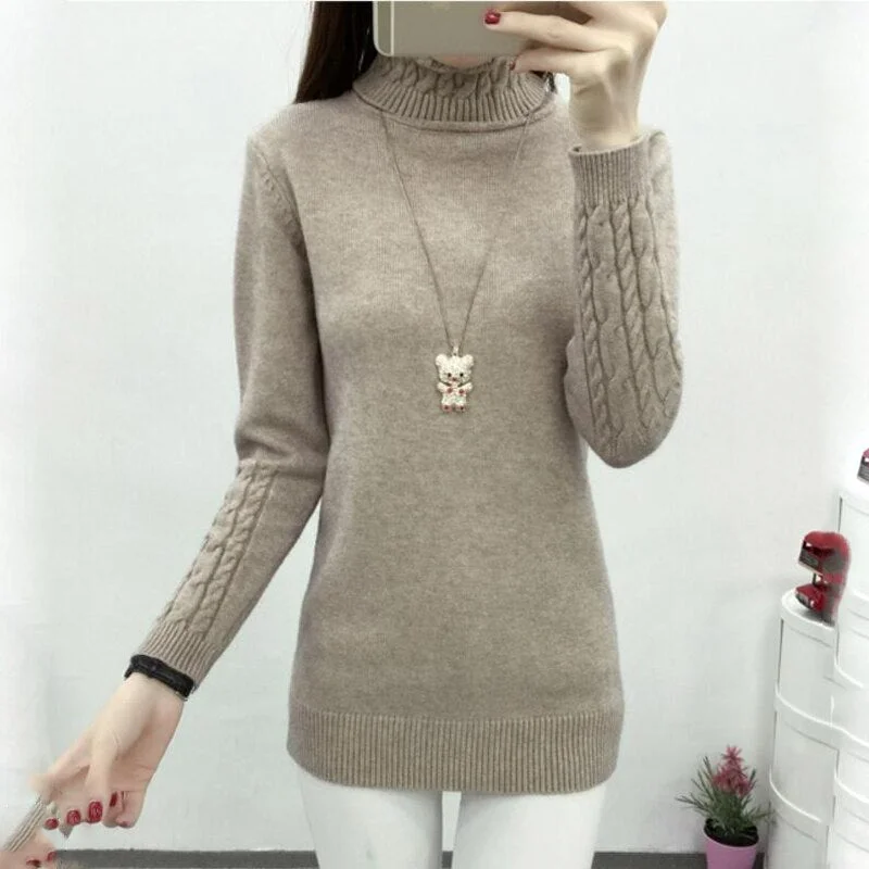 Autumn Winter Solid Cashmere Sweater Women Knitted Long Sleeve Turtleneck Sweaters Women Slim Fit Basic Pullovers 2020