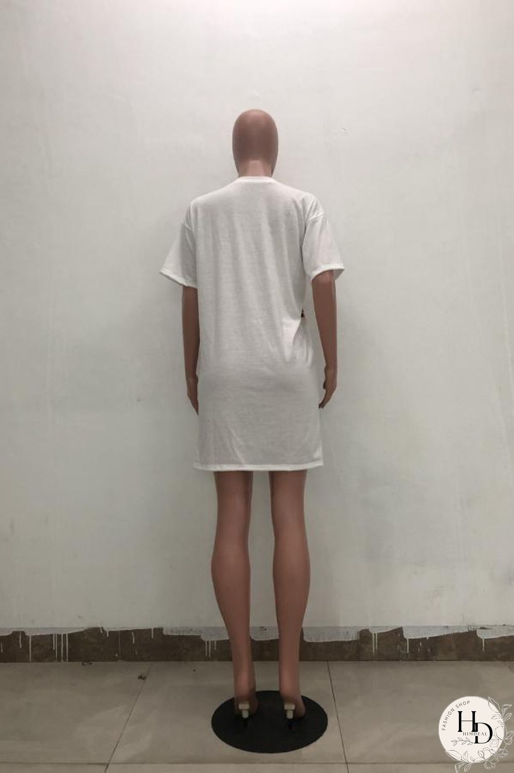 Black Cotton Casual Bat sleeve Short Sleeves O neck Step Skirt Knee-Length Print head portrait Print Dres