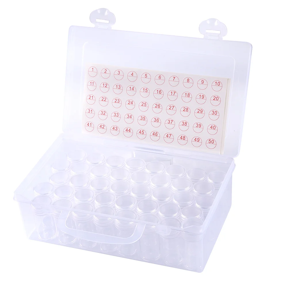 Diamond Painting Box Transparent Plastic Rhinestone Storage Case (64 Grids)