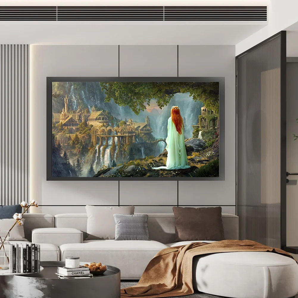 18CT Full Stamped Cross Stitch - Elvish City(Canvas|70*40CM)