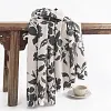 Elegant Black & Beige Floral Shawl Scarf