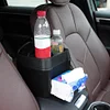 Auto Trash Can with Cup Holder Basket Compartment Vehicle Garbage (Black)