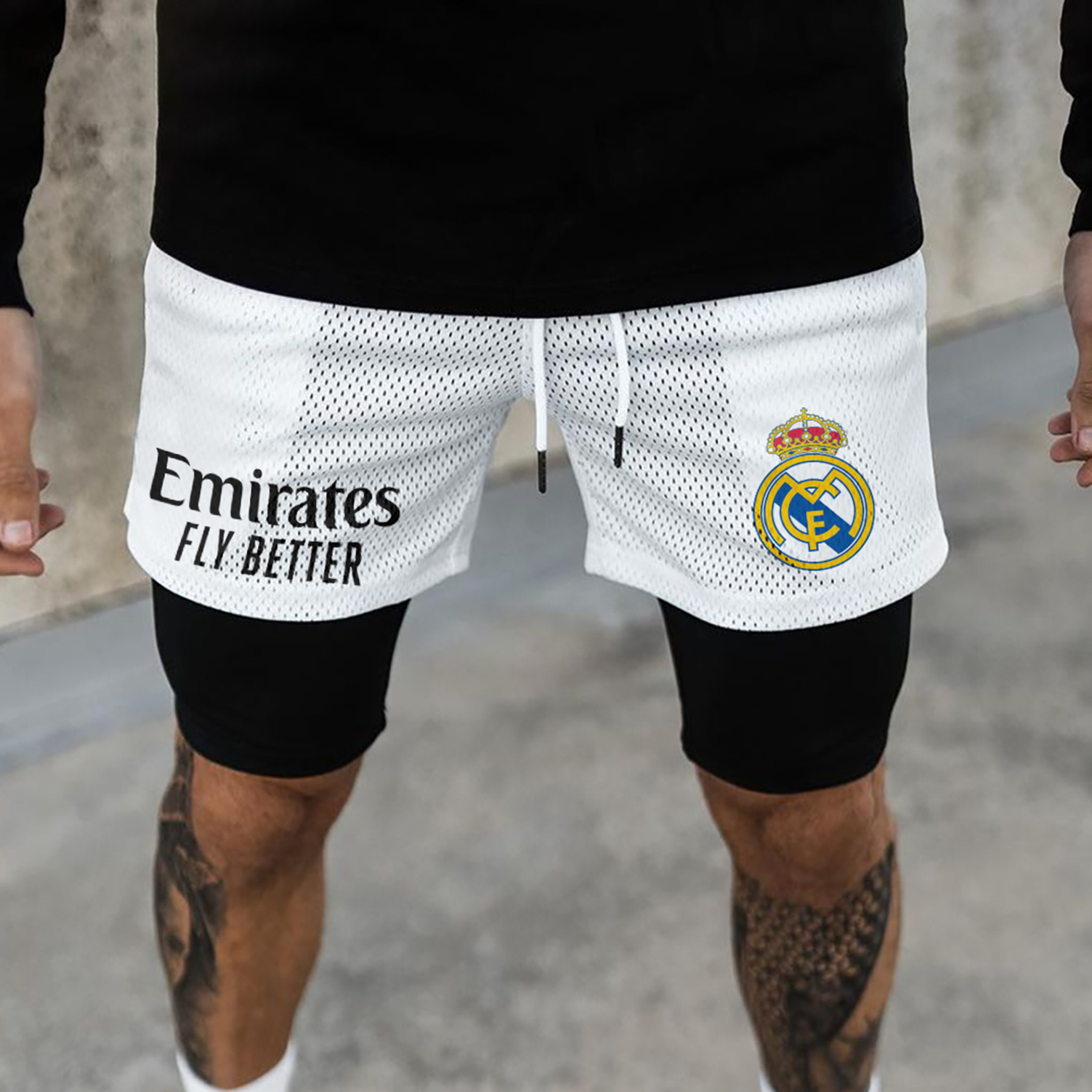 Neutral Loose Comfortable Casual Football Print Double-layer Sports Shorts / TECHWEAR CLUB / Techwear