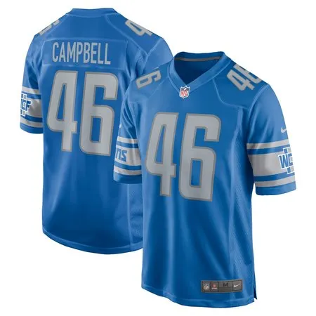 Men's Detroit Lions Jack Campbell  Blue 2023 NFL Draft First Round Pick Game Jersey