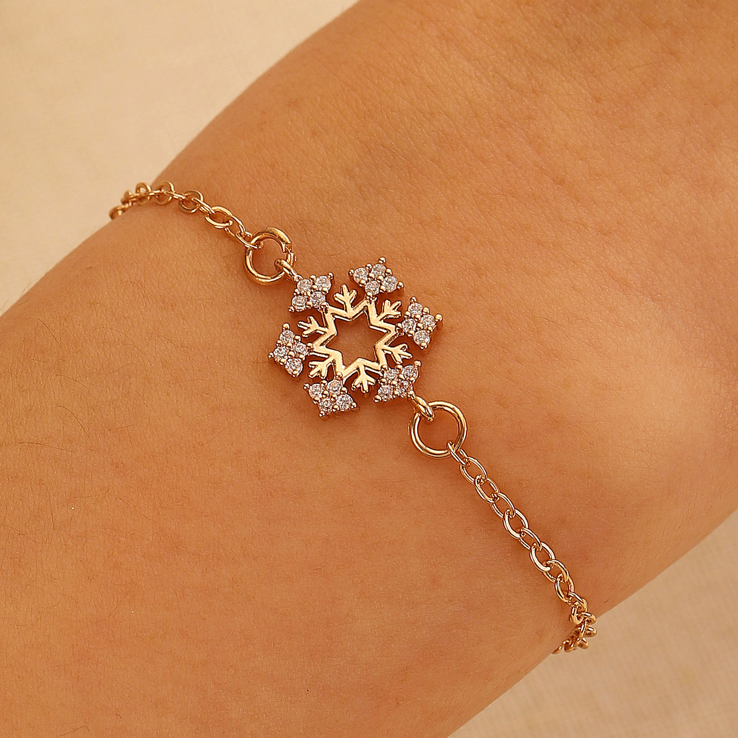 Snowflake Zirconia Gold-Plated Bracelet