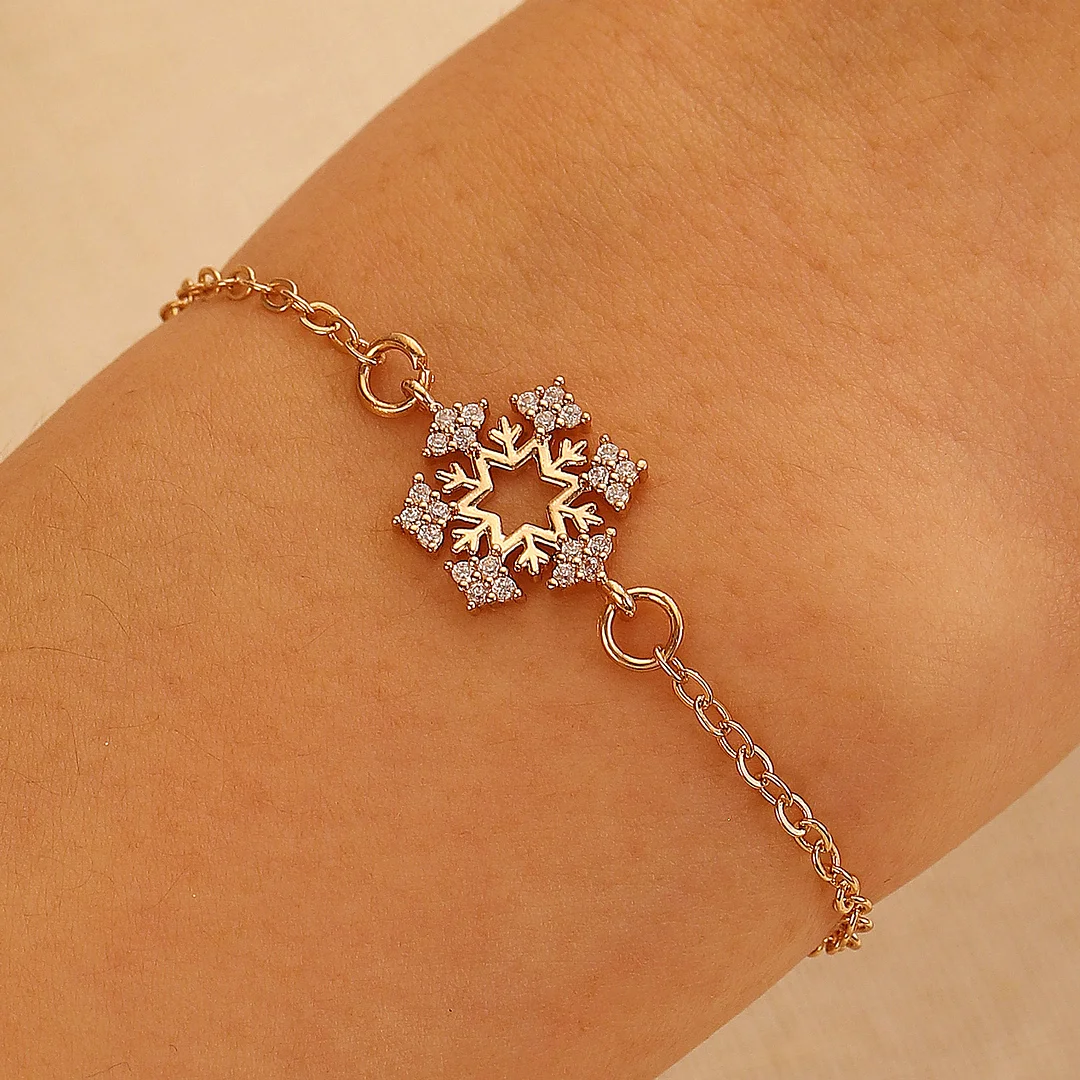 Snowflake Zirconia Gold-Plated Bracelet