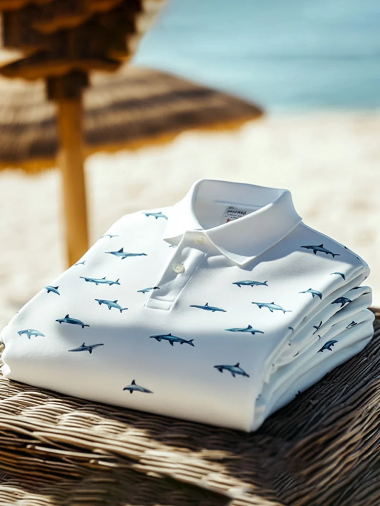 Men's Casual Ocean Animal Print Polo Shirt