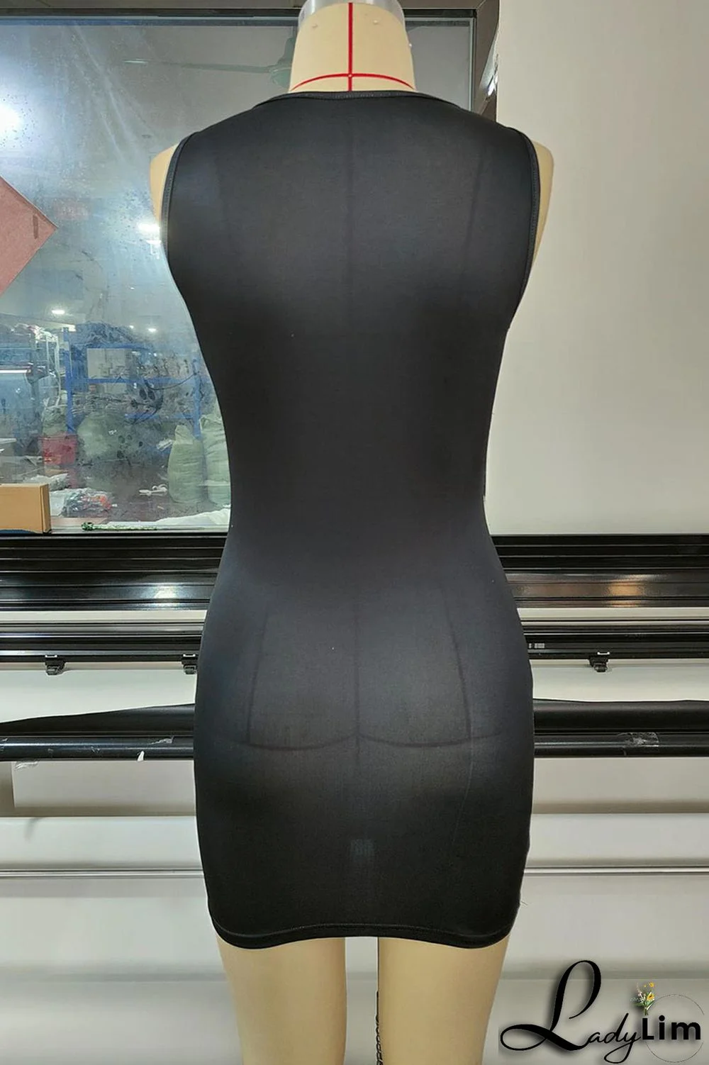 Black Sexy Print Patchwork U Neck Pencil Skirt Dresses