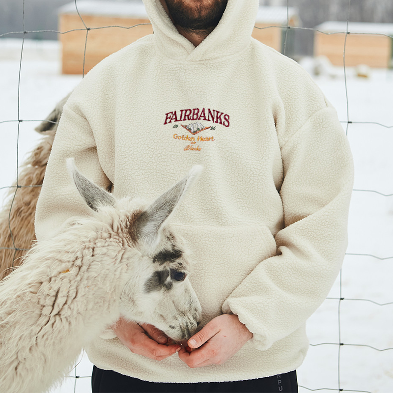 Men's Fashion 'Fairbanks' Embroidered Sherpa Sweatshirt、、URBENIE