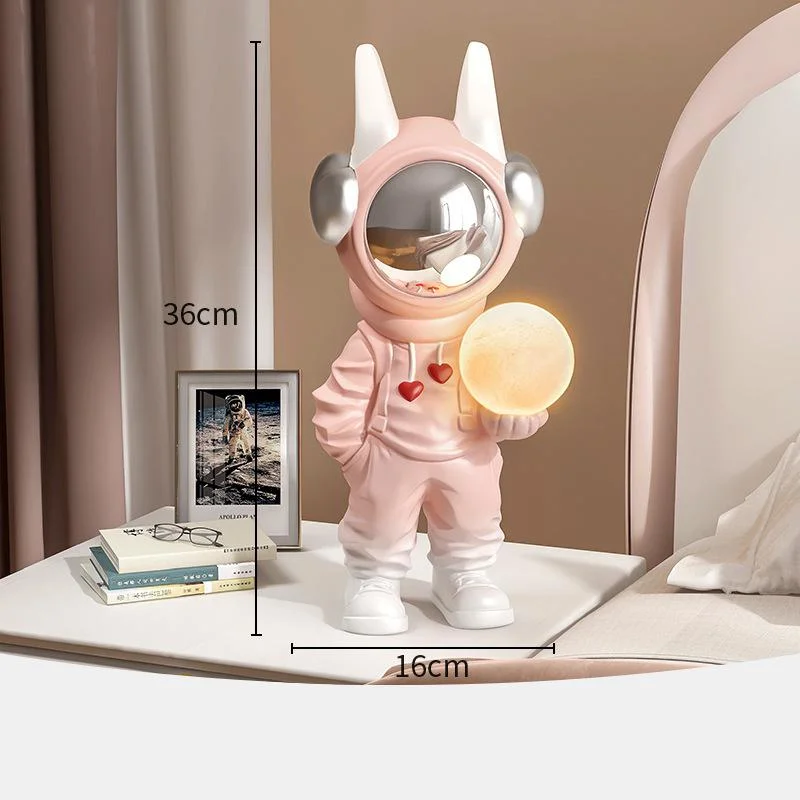 36cm Astronaut Night Light Resin Statue Decoration Bedroom Bedside Children's Room Light Adjustable Light Spaceman Sculpture