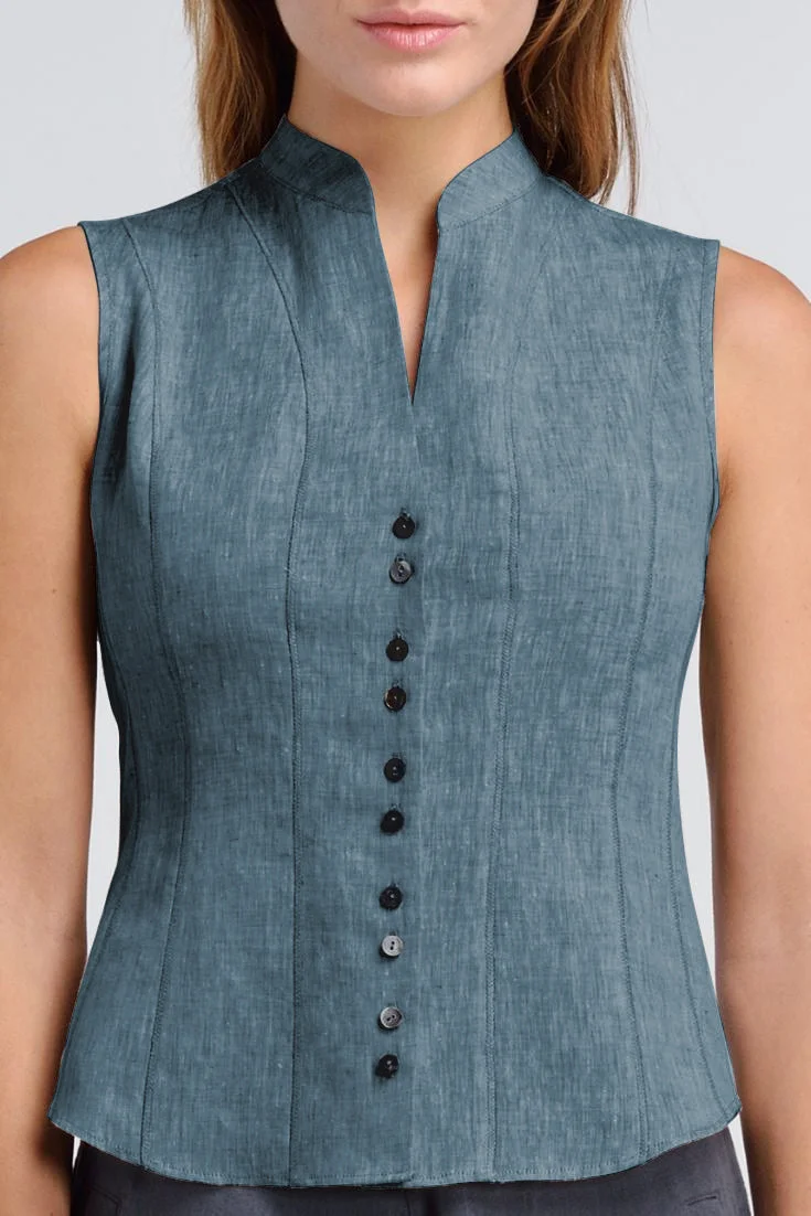 Cotton And Linen Waist Slim Fashion Small Vest