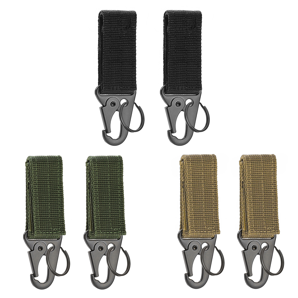 

2x Outdoor Camping Hanging Nylon Key Backpack Waist Fastener Hook Buckles, Army green, 501 Original