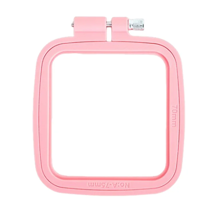 Square Embroidery Hoop Plastic Cross Stitch Hoop DIY Craft Sewing (Pink)