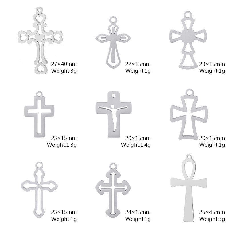 1 Piece Stainless Steel 18K Gold Plated Cross