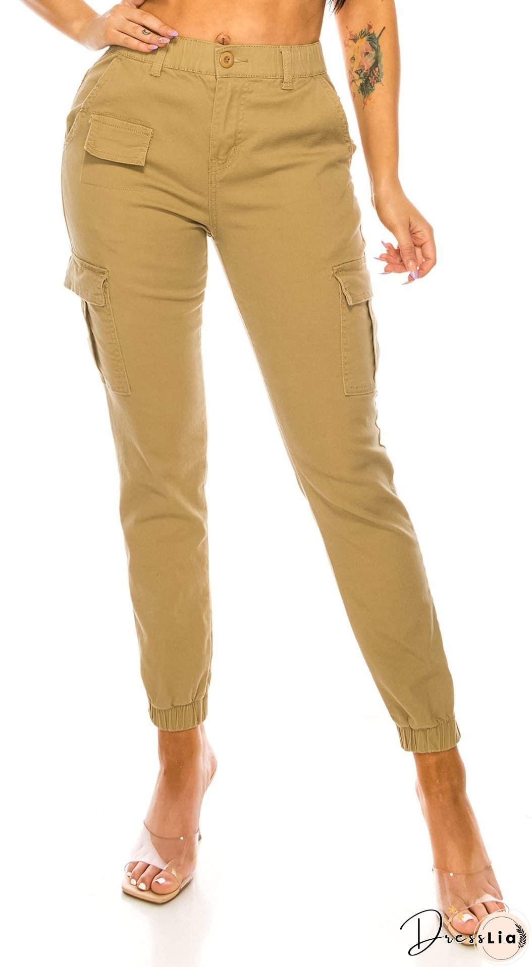 Women's Outdoor Overalls Design Elastic Waist Casual Pants