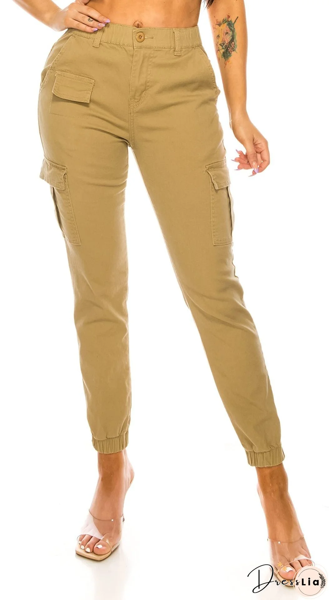 Women's Outdoor Overalls Design Elastic Waist Casual Pants