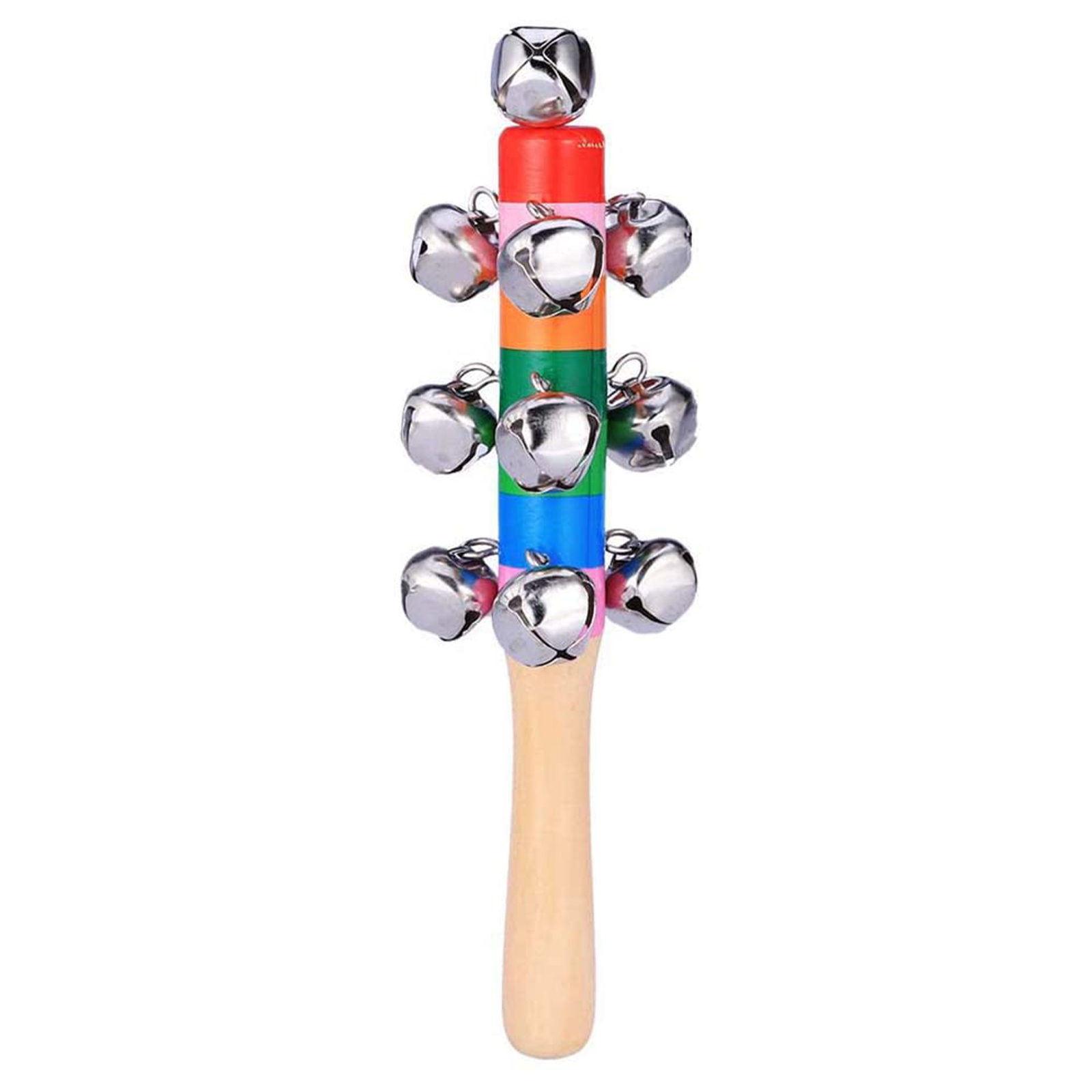 

Hand Sleigh Bells, Rainbow Wooden Handle Kids Colorful Bell Preschool Toys, 501 Original
