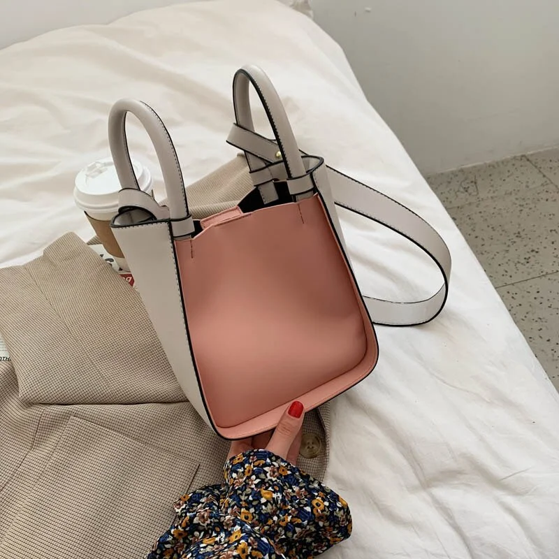 էѧӧܧ Fashion Buckets Bag Women Designer Wide Handle Handbags Luxury Pu Leather Shoulder Crossbody Bag Lady Tote Purses