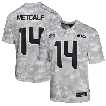 Youth Seattle Seahawks DK Metcalf  Arctic Camo 2024 Salute to Service Game Jersey