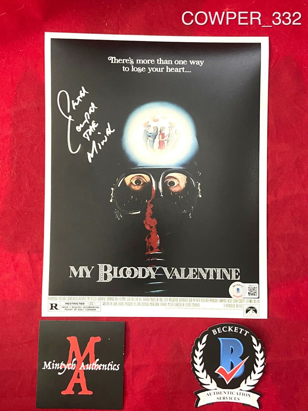 PETER COWPER MY BLOODY VALENTINE AUTOGRAPHED SIGNED 8x10 Photo Poster painting! BECKETT COA!