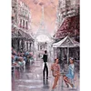 【2 pi&egrave;ces/paquet】-Peinture &agrave; l&rsquo;huile belle rue-plein rond diamant peinture-30 * 40cm