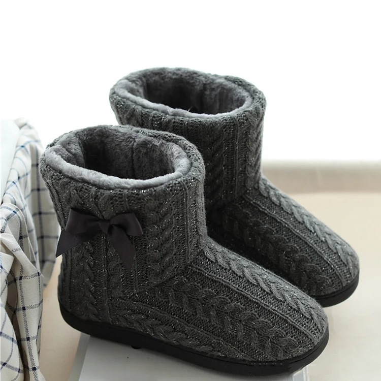 Twist Pattern Bow Mid Length Boots