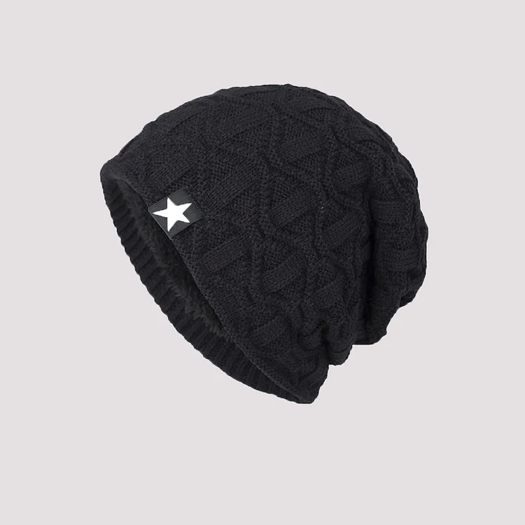 Men's Casual Solid Color Textured Knit Beanie Hat